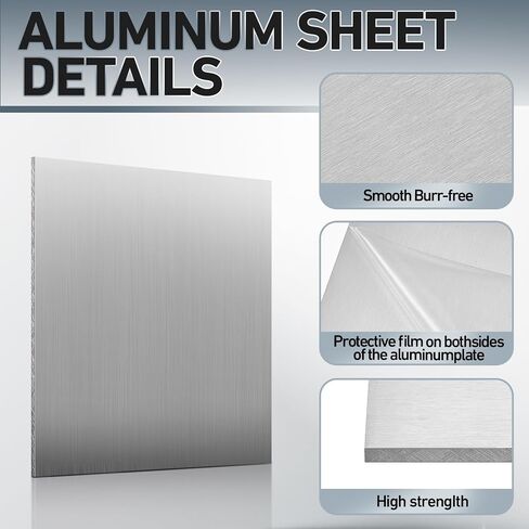 Blulu 2 Pcs 6061 Aluminum Sheet Metal 15 x 15 x 1/8 Inch Thickness Heavy Duty Plain Panel Solid Rectangle Metal Plate Flat Stock 3mm Aluminum Plate for Crafting Industry Structural Framing Base in Saudi Arabia
