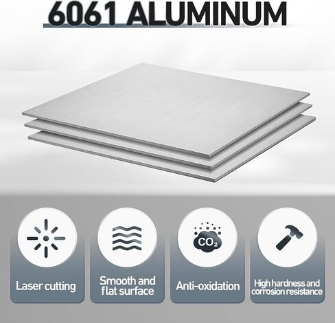 Blulu 2 Pcs 6061 Aluminum Sheet Metal 15 x 15 x 1/8 Inch Thickness Heavy Duty Plain Panel Solid Rectangle Metal Plate Flat Stock 3mm Aluminum Plate for Crafting Industry Structural Framing Base in Saudi Arabia
