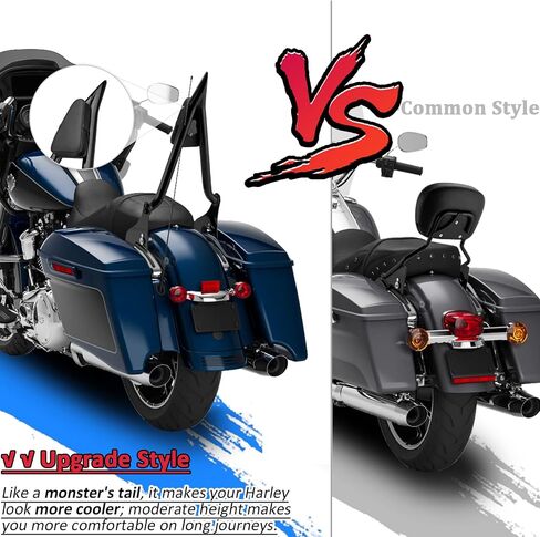 Wsays 27“ Tall Sissy Bar 1.3" Fat Detachable Motorcycle Passenger Backrest w/Pad Compatible with Harley Touring Street Road Electra Glide Road King 2009-2024 Black in Saudi Arabia