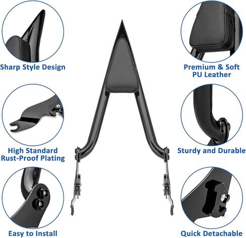 Wsays 27“ Tall Sissy Bar 1.3" Fat Detachable Motorcycle Passenger Backrest w/Pad Compatible with Harley Touring Street Road Electra Glide Road King 2009-2024 Black in Saudi Arabia