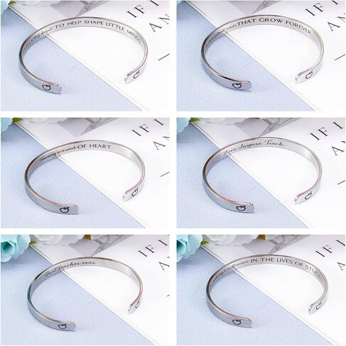 Inbagi 6 Pcs Appreciation Teacher Bracelet Bulk Teacher Appreciation Cuff Bangle Graduation Gifts Thank You Gifts for Women Bracelets Back to School Gifts for Teacher from Graduation Students in Kuwait