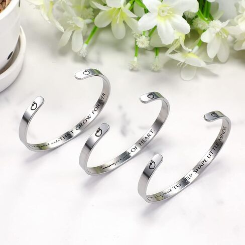 Inbagi 6 Pcs Appreciation Teacher Bracelet Bulk Teacher Appreciation Cuff Bangle Graduation Gifts Thank You Gifts for Women Bracelets Back to School Gifts for Teacher from Graduation Students in Kuwait