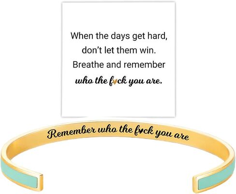 Remember Who The F You Are Motivational Color Bangle, Stainless Steel Inspirational Cuff Bracelets with Hidden Message Engraved Bracelet Jewelry Gift for Women Sisters Friends in Saudi Arabia