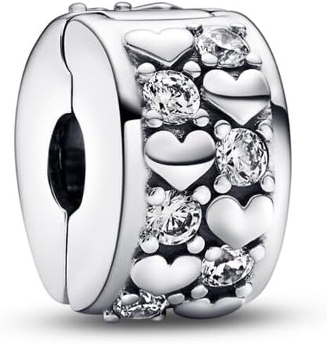 PANDORA Infinite Hearts Sparkling Clip Charm - Compatible with PANDORA Moments Bracelets - Jewelry for Women - Mother's Day Gift - Made with Sterling Silver & Cubic Zirconia - With Gift Box in Saudi Arabia