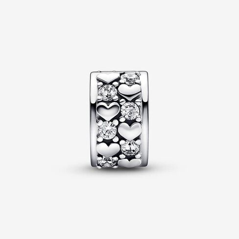 PANDORA Infinite Hearts Sparkling Clip Charm - Compatible with PANDORA Moments Bracelets - Jewelry for Women - Mother's Day Gift - Made with Sterling Silver & Cubic Zirconia - With Gift Box in Saudi Arabia