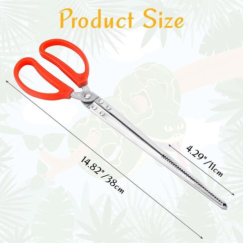 ملقط تغذية الزواحف الثعبان مقاس 15 بوصة من Filhome، ملقط تغذية طويل جدًا مضاد للانزلاق، ملاقط من الفولاذ المقاوم للصدأ سهلة الإمساك من أجل Terrarium Axolotl Beard Dragon Corn Ball Python in Kuwait