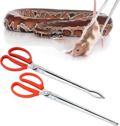 Filhome 15 Inch Snake Reptile Feeding Tongs, Extra Long Anti-Skid Feeding Tongs, Easy-Grip Stainless Steel Tweezers for Terrarium Axolotl Bearded Dragon Corn Ball Python in Saudi Arabia