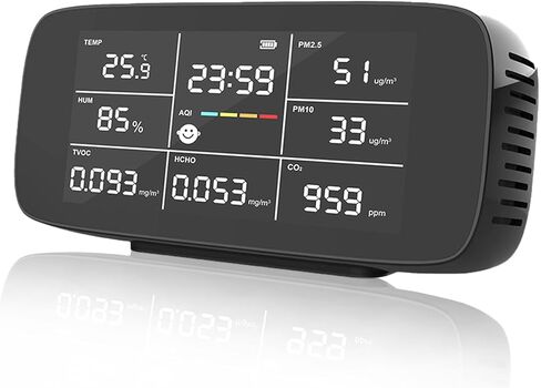 Bestechy New Upgraded Indoor Air Quality Monitor, 9 in 1 Air Monitor, Includes CO2, TVOC, HCHO, AQI, PM2.5/10, Temperature & Humidity, Date, Type-C Quick Charge, Powerful Sensors, Home Air Test Kits in Saudi Arabia