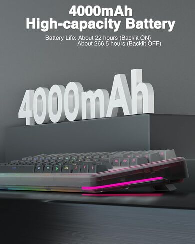 لوحة مفاتيح ميكانيكية لاسلكية AULA F87 Pro، بلوتوث ثلاثي الوضع 5.0/2.4 جيجا هرتز/USB-C، لوحة مفاتيح مخصصة قابلة للتبديل السريع، مفاتيح مسبقة التشحيم، أغطية مفاتيح PBT مطبوعة جانبية، لوحة مفاتيح ألعاب بإضاءة خلفية TKL RGB بنسبة 75% in Kuwait