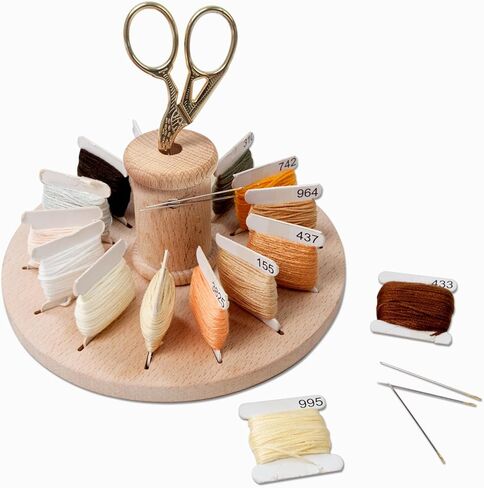 رف بكرة لامبستوب لخيط التطريز ومنظم خيط تنظيف خشب الزان (دائري) in Kuwait