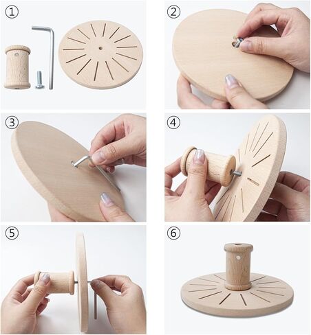 رف بكرة لامبستوب لخيط التطريز ومنظم خيط تنظيف خشب الزان (دائري) in Kuwait