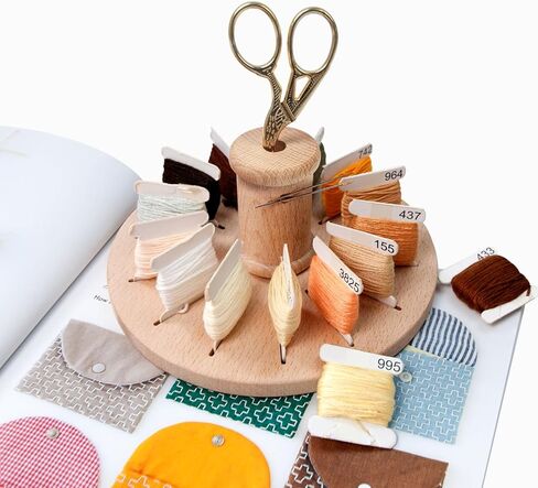 رف بكرة لامبستوب لخيط التطريز ومنظم خيط تنظيف خشب الزان (دائري) in Kuwait