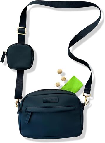 Stella & Bear Dog Walking Bag Crossbody - Hands Free Dog Training Bag with Hidden Dog Bag Dispenser | Dog Walk Bag with Adjustable Carrying Strap (Black) in Saudi Arabia