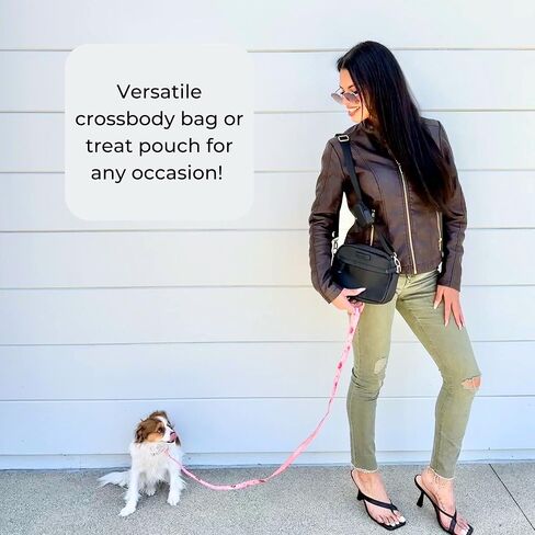 Stella & Bear Dog Walking Bag Crossbody - Hands Free Dog Training Bag with Hidden Dog Bag Dispenser | Dog Walk Bag with Adjustable Carrying Strap (Black) in Saudi Arabia