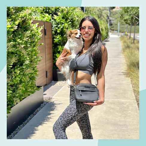 Stella & Bear Dog Walking Bag Crossbody - Hands Free Dog Training Bag with Hidden Dog Bag Dispenser | Dog Walk Bag with Adjustable Carrying Strap (Black) in Saudi Arabia