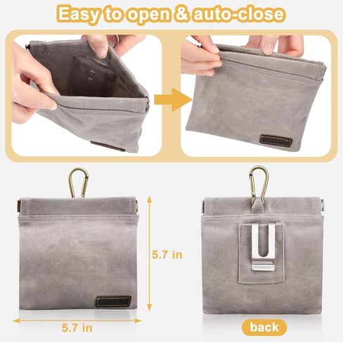 TIGOADT Dog Treat Bag with Waist Clip,Dog Treat Pouch,Portable Outdoor Training Dog Walking Snack Bag,Pet Feeding Pocket for Leash with Auto-Closing Opening (Grey) in Kuwait