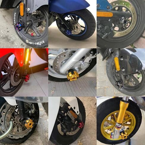 Modengzhe 2 Pcs 6-Hole Aluminum Motorcycle Frame Slider Wheel Crash Protector Motorbike Falling Protection Front Fork Cup Moped Scooters Accessories (Black & Purple) in Saudi Arabia