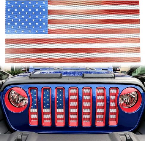 US American Flag Grill Grille Insert Bug Screen Deflector Compatible with Jeep Accessories JL Wrangler & Gladiator JT 2018-2022 in Saudi Arabia