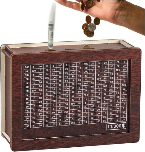 Cash Vault Wooden Savings Box, 2024 New Wooden Money Box,Piggy Bank for Adults Kids, Wooden Money Box with Money Target and Numbers. in Saudi Arabia