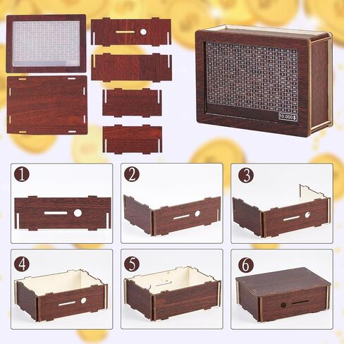 Cash Vault Wooden Savings Box, 2024 New Wooden Money Box,Piggy Bank for Adults Kids, Wooden Money Box with Money Target and Numbers. in Saudi Arabia