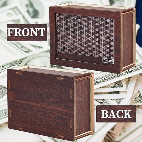 Cash Vault Wooden Savings Box, 2024 New Wooden Money Box,Piggy Bank for Adults Kids, Wooden Money Box with Money Target and Numbers. in Saudi Arabia