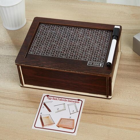 Cash Vault Wooden Savings Box, 2024 New Wooden Money Box,Piggy Bank for Adults Kids, Wooden Money Box with Money Target and Numbers. in Saudi Arabia