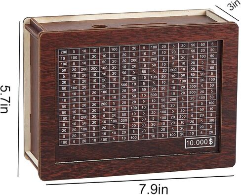 Cash Vault Wooden Savings Box, 2024 New Wooden Money Box,Piggy Bank for Adults Kids, Wooden Money Box with Money Target and Numbers. in Saudi Arabia