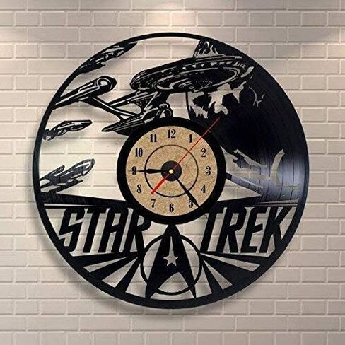 xiaojun Star Trek Vinyl Record Wall Clock - Get Unique Gifts Presents for Birthday, Christmas, Ideas for Boys, Girls, Men, Women, Adults, him and her Home Office School Decoration, Black in Saudi Arabia