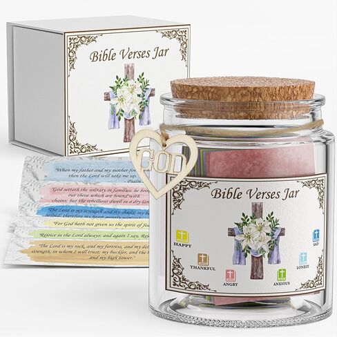 OPTB Bible Verse Jar, Read Me When Bible Verses Jar for Emotions and Feelings, Bible Verses in a Jar with 90 Pcs Color Coded Verses Cards, Hope Jar Gifts for Devout Christians and Faithful People in Saudi Arabia