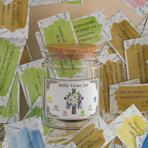 OPTB Bible Verse Jar, Read Me When Bible Verses Jar for Emotions and Feelings, Bible Verses in a Jar with 90 Pcs Color Coded Verses Cards, Hope Jar Gifts for Devout Christians and Faithful People in Saudi Arabia