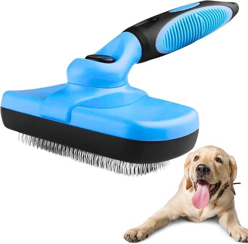 Lapdog Dog Brush, Self Cleaning Slicker Brush for Dogs & Cats, Skin Friendly Grooming Brush for Shedding, Deshedding Brush, Hair Brush Puppy Brush for Haired Dogs, Pet Supplies Accessories (Blue) in Saudi Arabia