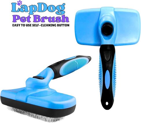 Lapdog Dog Brush, Self Cleaning Slicker Brush for Dogs & Cats, Skin Friendly Grooming Brush for Shedding, Deshedding Brush, Hair Brush Puppy Brush for Haired Dogs, Pet Supplies Accessories (Blue) in Saudi Arabia