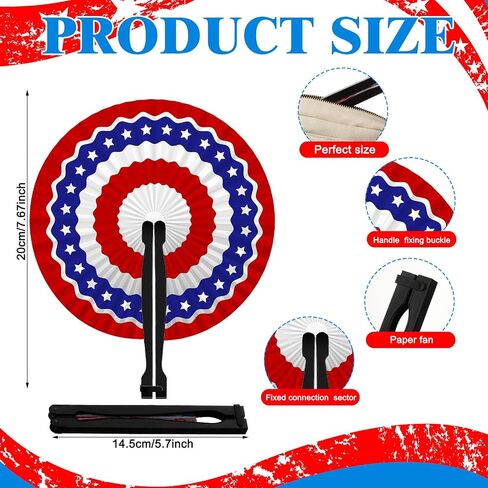 Roowest 60 Pack July 4th Patriotic Fan Bulk American Flag Folding Handheld Fans Paper Round Fans for Independence Day Veterans Memorial Day Gifts Party Favors in Saudi Arabia