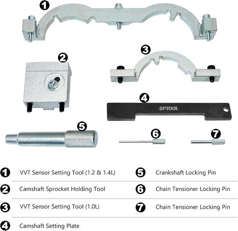 DPTOOL Turbo Engine Camshaft Timing Tool Kit Compatible with Vauxhall Opel Aveo Cruze Orlando 1.0 1.2 1.4 Engine 2009-2020 with Belt Tensioner Torx E14 Holding Wrench Replace EN-48488 EN-953-A in Saudi Arabia