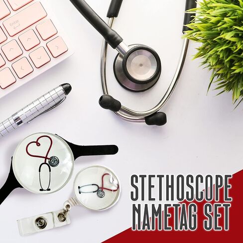 1 بطاقة اسم سماعة الطبيب ليتمان و1 بكرة شارة ممرضة مسجلة، سحر سماعة الطبيب للممرضات، ملحقات سماعة الطبيب، سماعة الطبيب بكرة شارة للممرضات والأطباء والطبيب البيطري وطلاب الطب in Kuwait