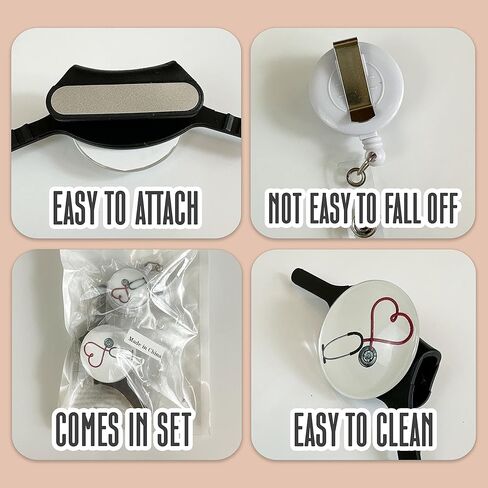 1 بطاقة اسم سماعة الطبيب ليتمان و1 بكرة شارة ممرضة مسجلة، سحر سماعة الطبيب للممرضات، ملحقات سماعة الطبيب، سماعة الطبيب بكرة شارة للممرضات والأطباء والطبيب البيطري وطلاب الطب in Kuwait