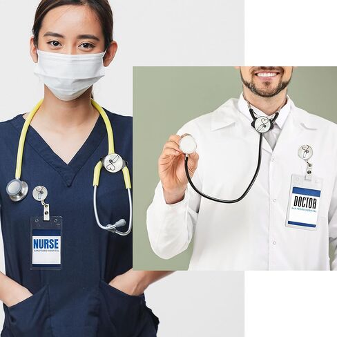 1 بطاقة اسم سماعة الطبيب ليتمان و1 بكرة شارة ممرضة مسجلة، سحر سماعة الطبيب للممرضات، ملحقات سماعة الطبيب، سماعة الطبيب بكرة شارة للممرضات والأطباء والطبيب البيطري وطلاب الطب in Kuwait