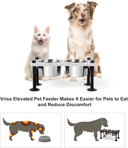 Raised Dog Bowls Farmhouse Wood Dog Food and Water Bowl Stand Elevated Dog Bowls for Large Dog 2 Stainless Steel Dog Food Bowls in Kuwait