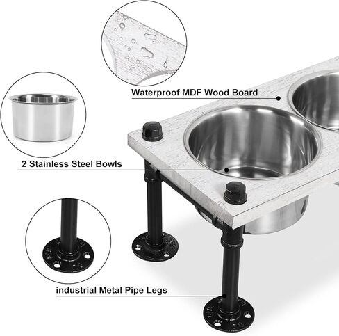 Raised Dog Bowls Farmhouse Wood Dog Food and Water Bowl Stand Elevated Dog Bowls for Large Dog 2 Stainless Steel Dog Food Bowls in Kuwait