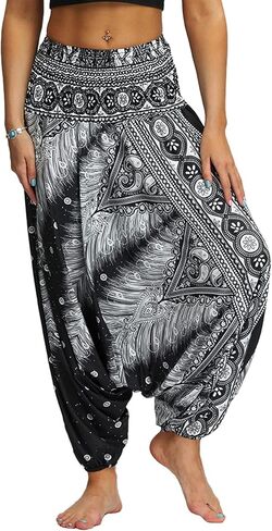 PNKJ Yoga Harem Pants Women's Drop Bottom Elastic High Waist Baggy Hippie Boho Aladdin Pants in Saudi Arabia