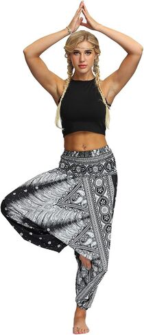 PNKJ Yoga Harem Pants Women's Drop Bottom Elastic High Waist Baggy Hippie Boho Aladdin Pants in Saudi Arabia