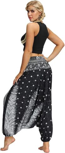 PNKJ Yoga Harem Pants Women's Drop Bottom Elastic High Waist Baggy Hippie Boho Aladdin Pants in Saudi Arabia