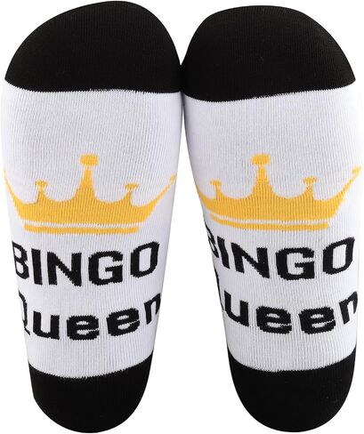 MBMSO 2 Pairs Bingo Queen Socks Bingo Lover Gifts for Bingo Players Bingo Game Socks Bingo Gambler Gifts Bingo Novelty Socks in Saudi Arabia
