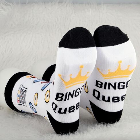 MBMSO 2 Pairs Bingo Queen Socks Bingo Lover Gifts for Bingo Players Bingo Game Socks Bingo Gambler Gifts Bingo Novelty Socks in Saudi Arabia