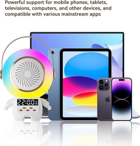 آلة كاريوكي رائد الفضاء AWESQCQ مع ميكروفونين لاسلكيين، مكبر صوت بلوتوث محمول مع ساعة منبه، إضاءة محيطة، تدعم بطاقة TF/USB، مدخل AUX، FM، REC، TWS للبالغين والأطفال والحفلات المنزلية in Kuwait