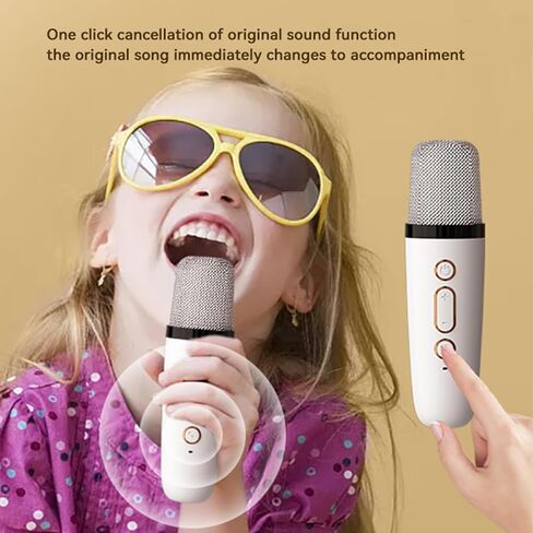 آلة كاريوكي رائد الفضاء AWESQCQ مع ميكروفونين لاسلكيين، مكبر صوت بلوتوث محمول مع ساعة منبه، إضاءة محيطة، تدعم بطاقة TF/USB، مدخل AUX، FM، REC، TWS للبالغين والأطفال والحفلات المنزلية in Kuwait