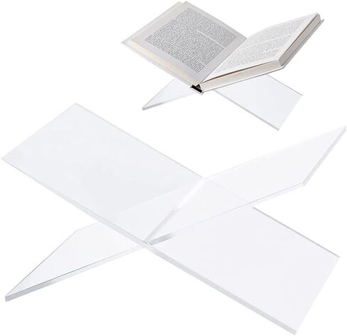 حامل كتب أكريليك مفتوح كبير لعرض الكتب لكتاب الطبخ الفني وكتاب ضيوف الكتاب المقدس، حامل كتب طاولة القهوة للقراءة (شفاف، شفاف) in Kuwait