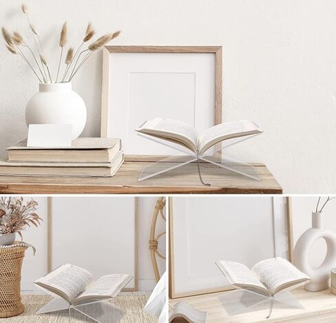 حامل كتب أكريليك مفتوح كبير لعرض الكتب لكتاب الطبخ الفني وكتاب ضيوف الكتاب المقدس، حامل كتب طاولة القهوة للقراءة (شفاف، شفاف) in Kuwait