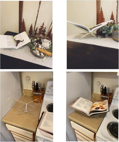 حامل كتب أكريليك مفتوح كبير لعرض الكتب لكتاب الطبخ الفني وكتاب ضيوف الكتاب المقدس، حامل كتب طاولة القهوة للقراءة (شفاف، شفاف) in Kuwait