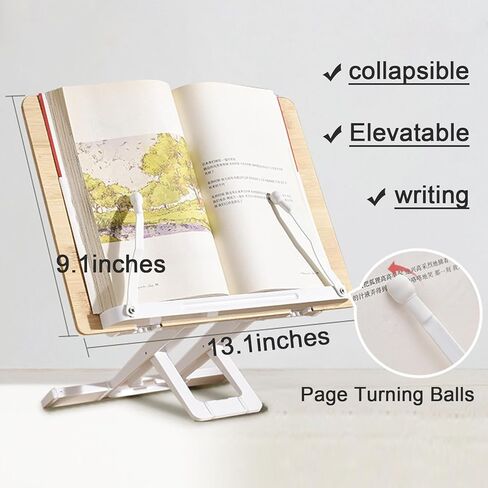 TAROTKIN Book Stand,Book Holder,Book Holders for Reading Hands Free,with Book Page Holder,Ideal for Use as Cookbook Stand,Music Stand,Book Display Stand,Book Reading Stand,Book Accessories(13.1"X9.1") in Kuwait